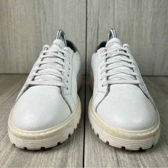 RARE P448 White Leather Chunky Lug Sole Sneaker Boot Shoe Mens Size 8 Women 9.5 main image 7